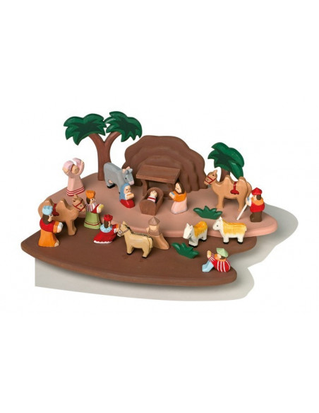 handgesneden houten kerststal