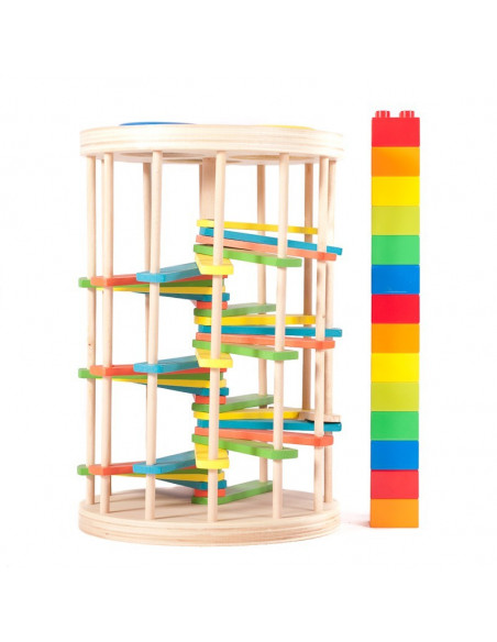 houten knikkerbaan met hamer