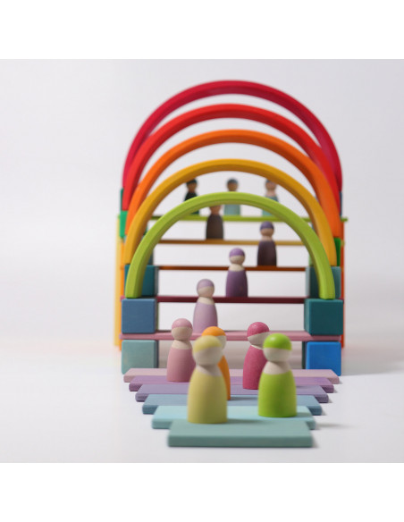 Grimms Houten regenboog vriendjes pastel