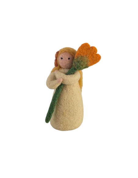 Vilten bloemenfee geel