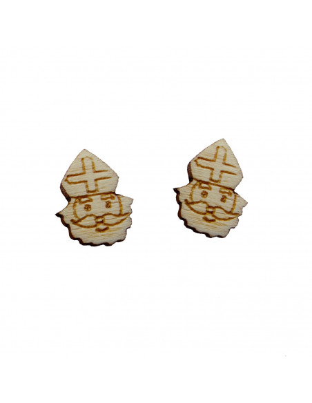 Houten sinterklaas oorbellen