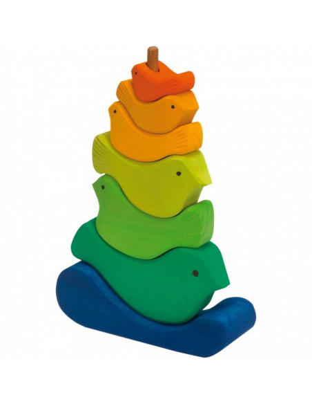 Houten stapeltoren vogeltjes