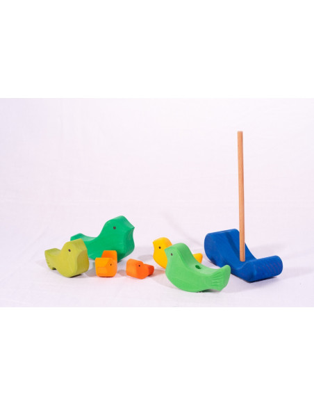 Houten stapeltoren vogeltjes