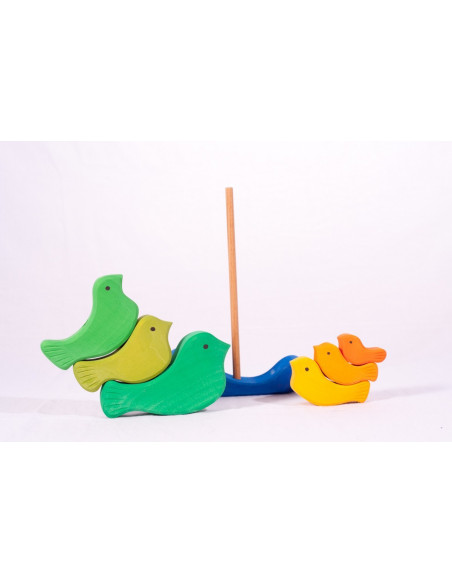 Houten stapeltoren vogeltjes