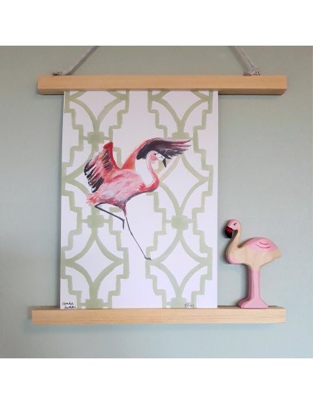 Houten flamingo