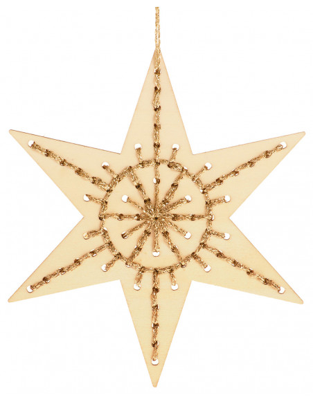 Kerstster hout borduren
