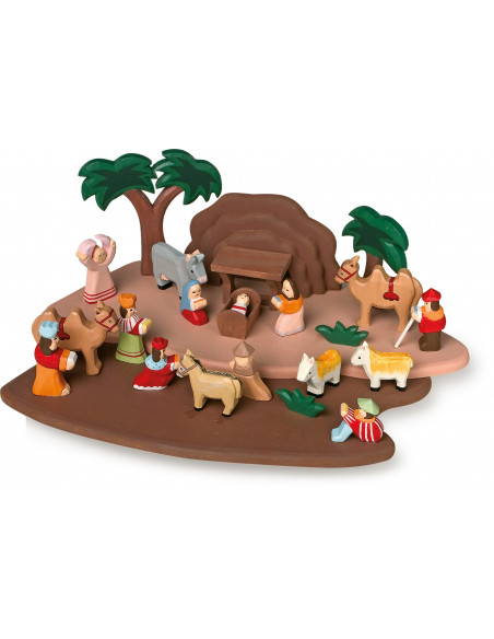 handgesneden houten kerststal