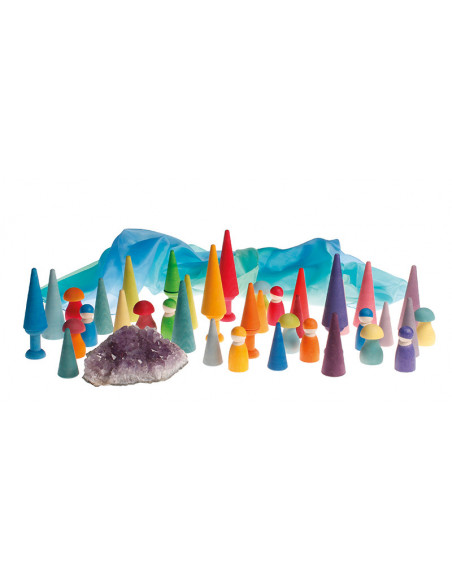 Bosbomen regenboog kegels