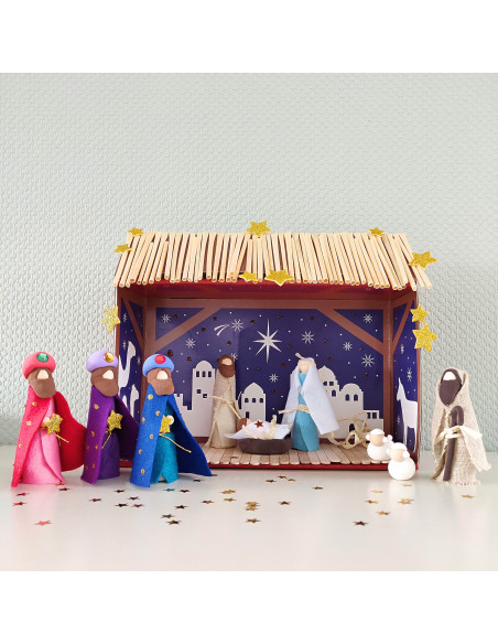 Knutsel kerststal compleet