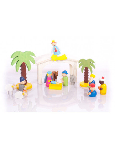 Houten kerststal compleet