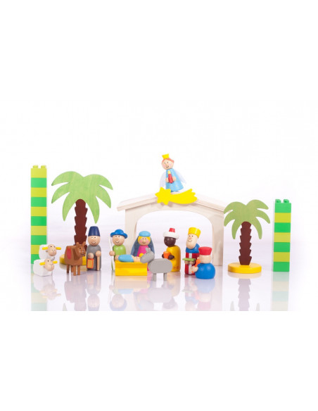 Houten kerststal compleet