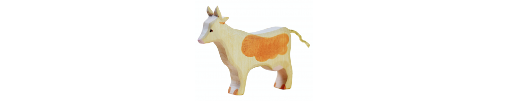 Houten boerderijdieren van oa. Holztiger en Bumbu-toys