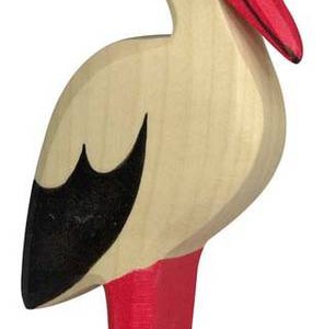 Houten ooievaar als kraamcadeau